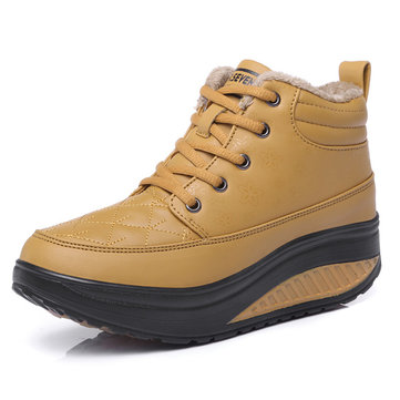 Coton d'hiver chaussures shake occasionnels haute top sneakers lacent bottes plate-forme